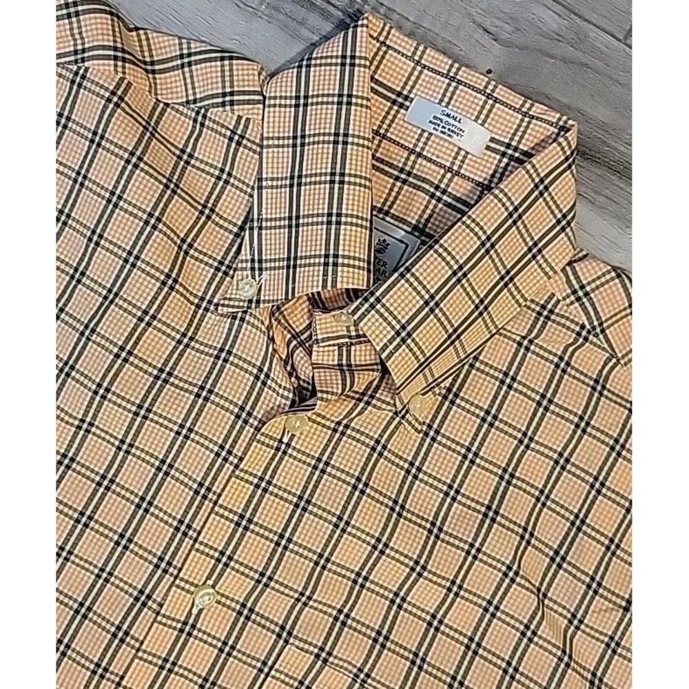 Peter Millar Shirt Mens Small Check Button Down Chest Pocket Long Sleeve‎